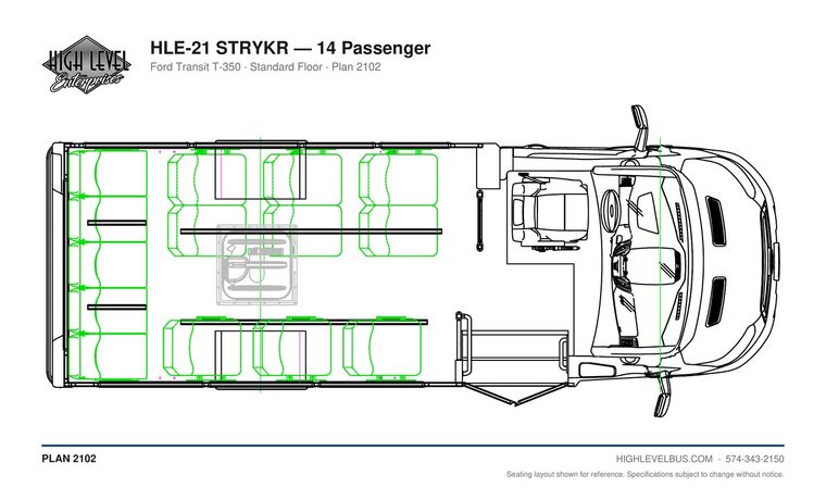 HLE-21 STRYKR — 14 Passenger seating layout