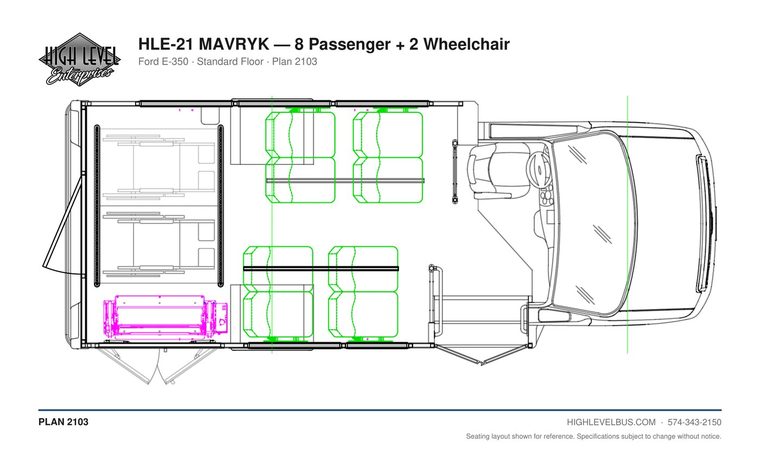 HLE-21 MAVRYK — 8 Passenger + 2 Wheelchair seating layout