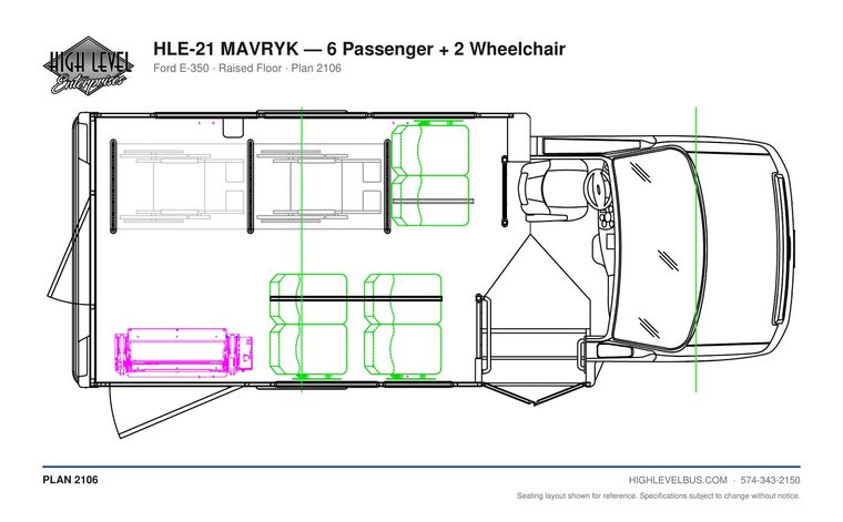 HLE-21 MAVRYK — 6 Passenger + 2 Wheelchair seating layout