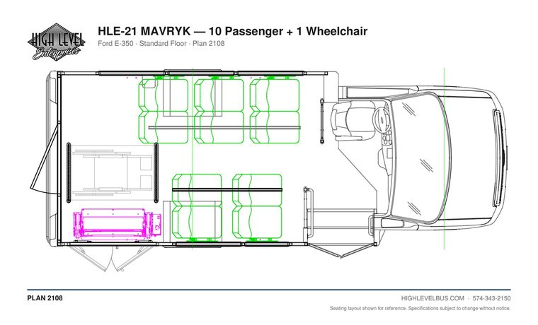 HLE-21 MAVRYK — 10 Passenger + 1 Wheelchair seating layout