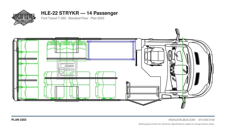 HLE-22 STRYKR — 14 Passenger seating layout