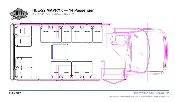 HLE-22 MAVRYK — 14 Passenger seating layout