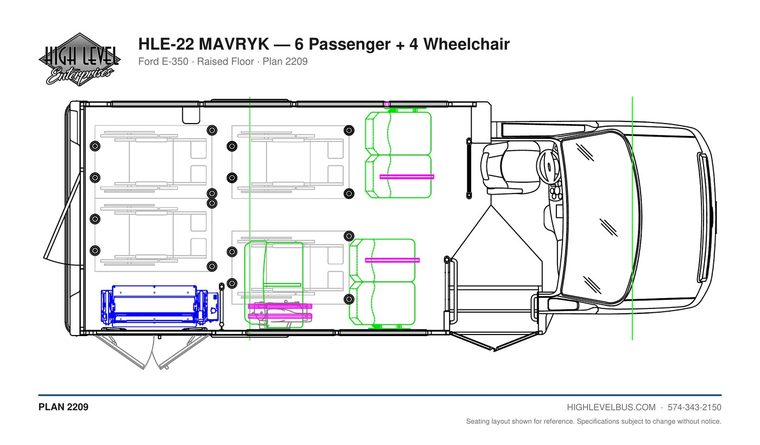 HLE-22 MAVRYK — 6 Passenger + 4 Wheelchair seating layout