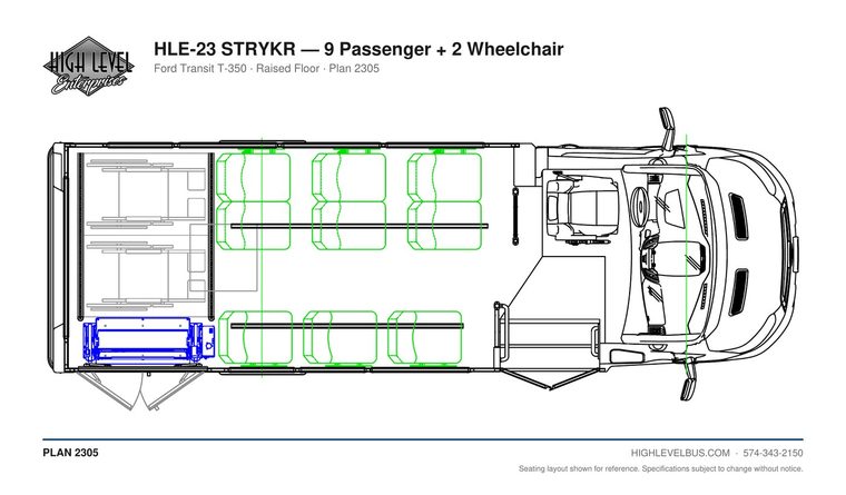HLE-23 STRYKR — 9 Passenger + 2 Wheelchair seating layout