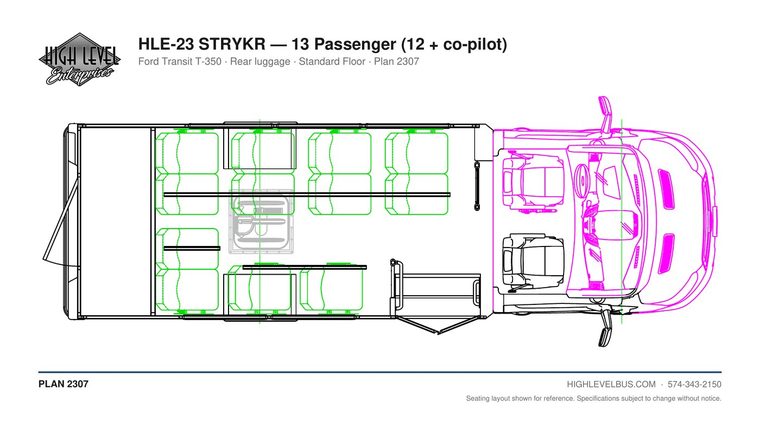 HLE-23 STRYKR — 13 Passenger (12 + co-pilot) seating layout