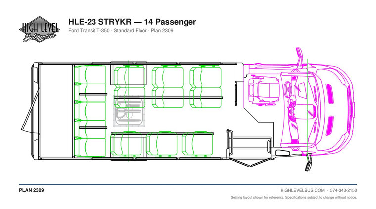 HLE-23 STRYKR — 14 Passenger seating layout
