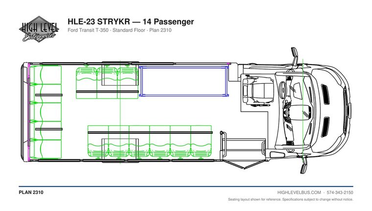 HLE-23 STRYKR — 14 Passenger seating layout