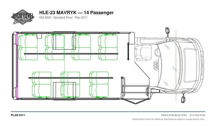 HLE-23 MAVRYK — 14 Passenger seating layout