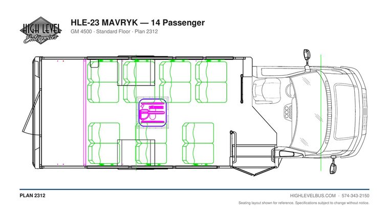 HLE-23 MAVRYK — 14 Passenger seating layout
