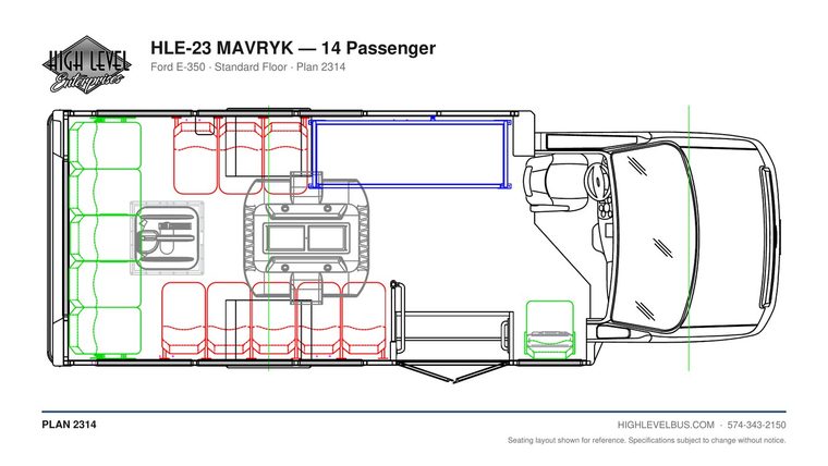 HLE-23 MAVRYK — 14 Passenger seating layout