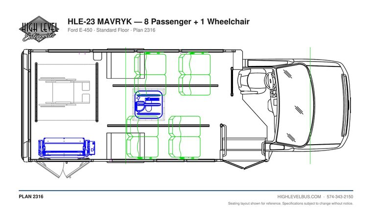 HLE-23 MAVRYK — 8 Passenger + 1 Wheelchair seating layout