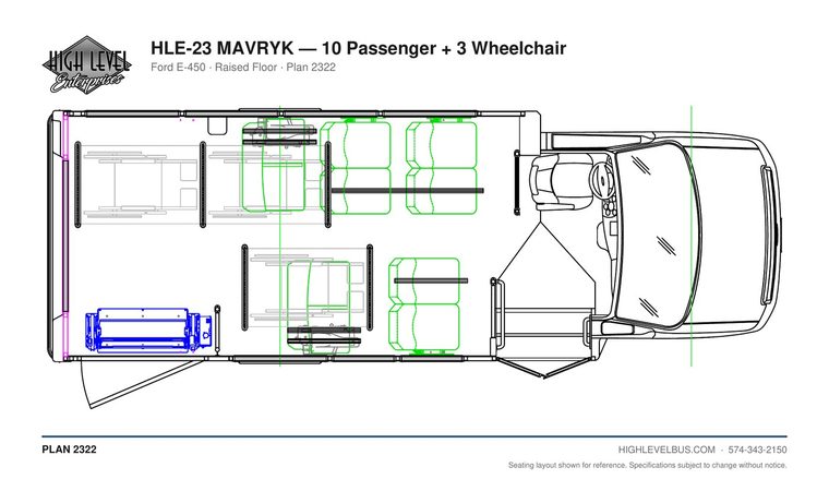 HLE-23 MAVRYK — 10 Passenger + 3 Wheelchair seating layout