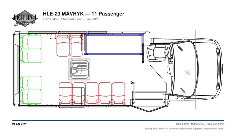 HLE-23 MAVRYK — 11 Passenger seating layout