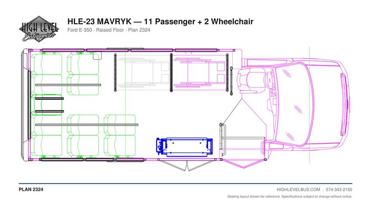 HLE-23 MAVRYK — 11 Passenger + 2 Wheelchair seating layout