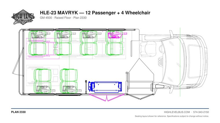HLE-23 MAVRYK — 12 Passenger + 4 Wheelchair seating layout