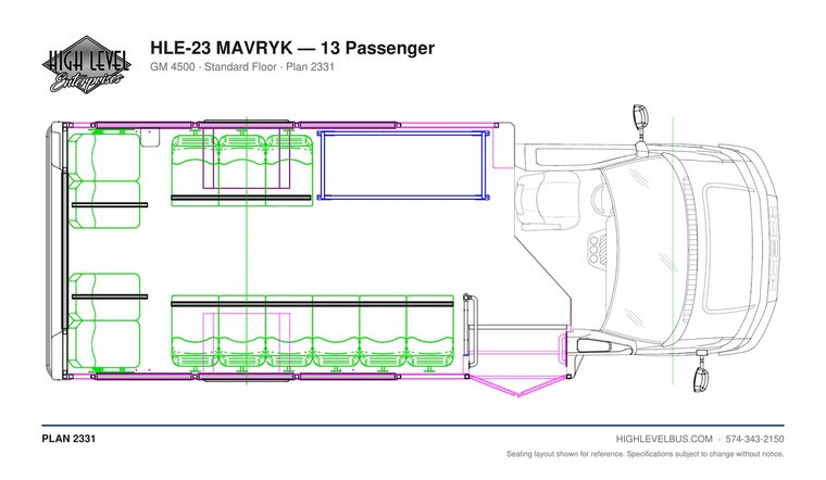 HLE-23 MAVRYK — 13 Passenger seating layout