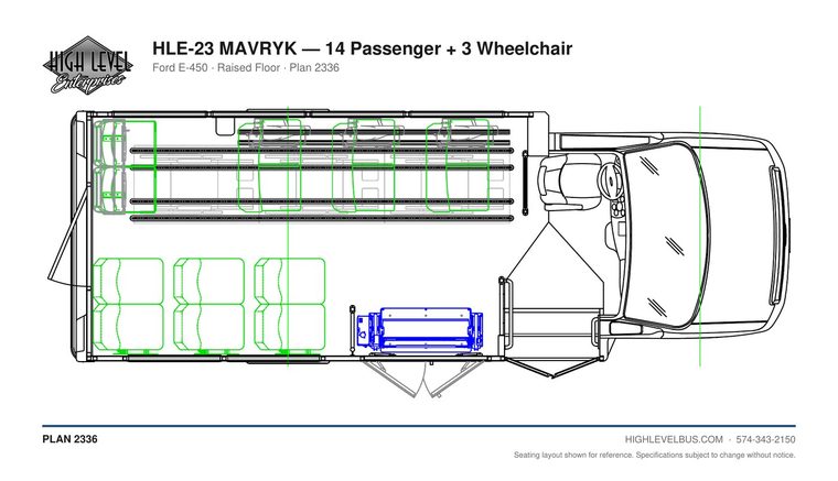 HLE-23 MAVRYK — 14 Passenger + 3 Wheelchair seating layout