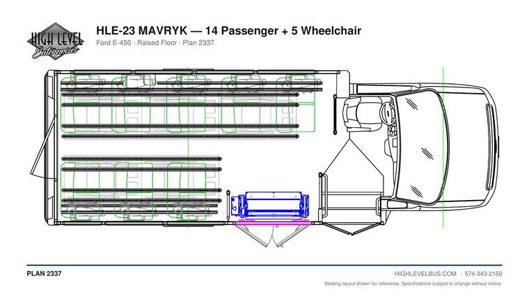 HLE-23 MAVRYK — 14 Passenger + 5 Wheelchair seating layout