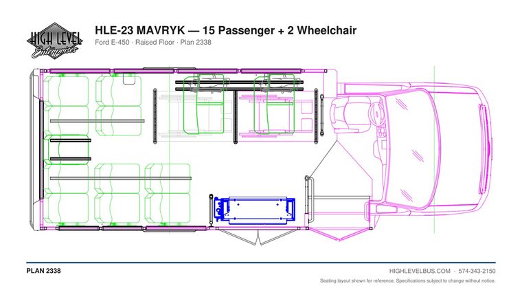 HLE-23 MAVRYK — 15 Passenger + 2 Wheelchair seating layout