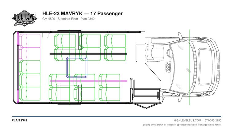 HLE-23 MAVRYK — 17 Passenger seating layout