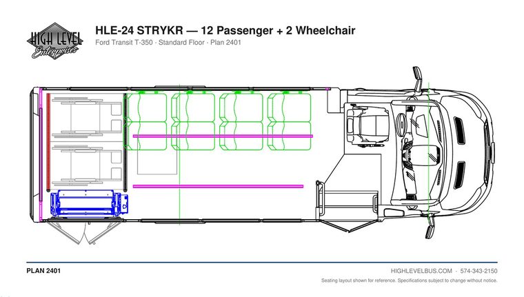 HLE-24 STRYKR — 12 Passenger + 2 Wheelchair seating layout