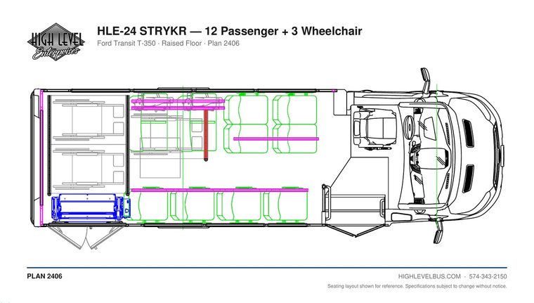 HLE-24 STRYKR — 12 Passenger + 3 Wheelchair seating layout