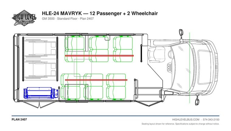 HLE-24 MAVRYK — 12 Passenger + 2 Wheelchair seating layout