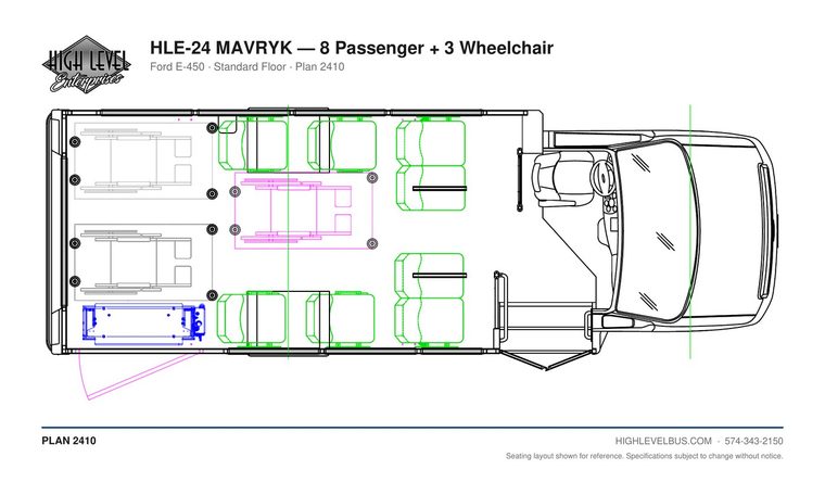 HLE-24 MAVRYK — 8 Passenger + 3 Wheelchair seating layout