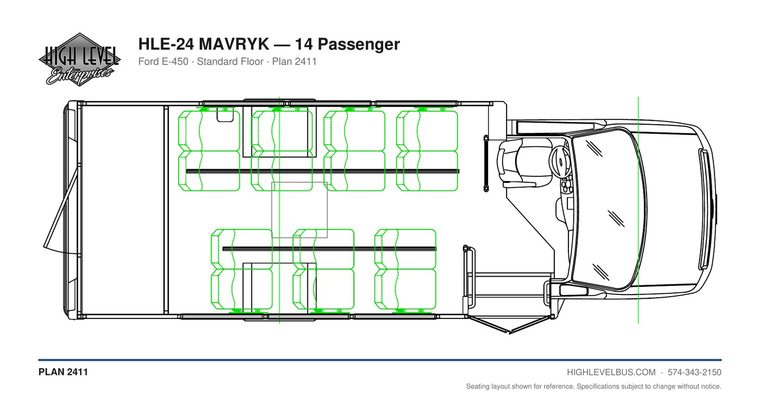 HLE-24 MAVRYK — 14 Passenger seating layout