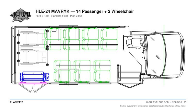 HLE-24 MAVRYK — 14 Passenger + 2 Wheelchair seating layout