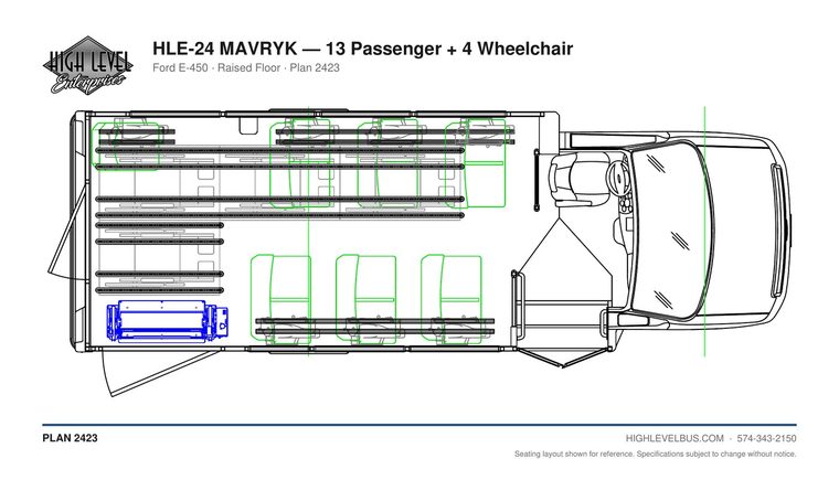 HLE-24 MAVRYK — 13 Passenger + 4 Wheelchair seating layout