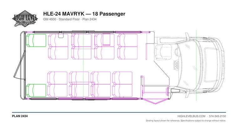 HLE-24 MAVRYK — 18 Passenger seating layout