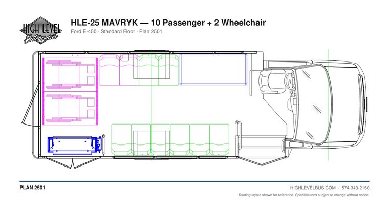 HLE-25 MAVRYK — 10 Passenger + 2 Wheelchair seating layout
