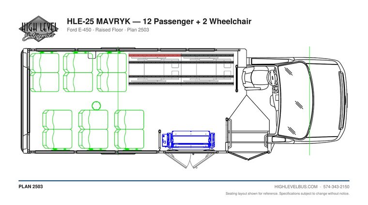 HLE-25 MAVRYK — 12 Passenger + 2 Wheelchair seating layout