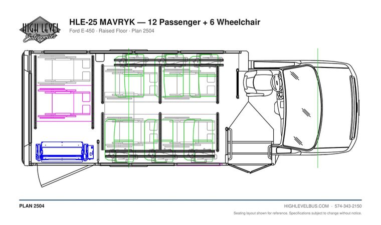 HLE-25 MAVRYK — 12 Passenger + 6 Wheelchair seating layout