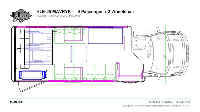 HLE-25 MAVRYK — 9 Passenger + 2 Wheelchair seating layout