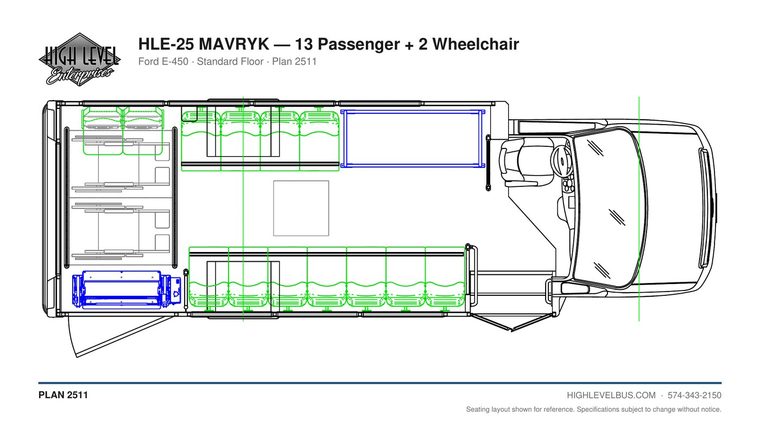 HLE-25 MAVRYK — 13 Passenger + 2 Wheelchair seating layout