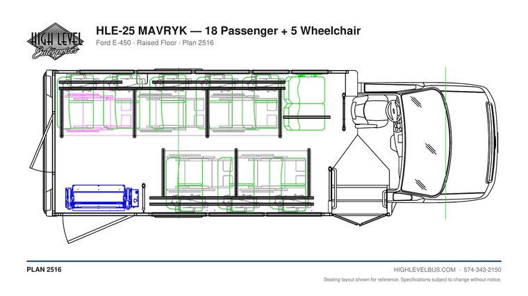 HLE-25 MAVRYK — 18 Passenger + 5 Wheelchair seating layout