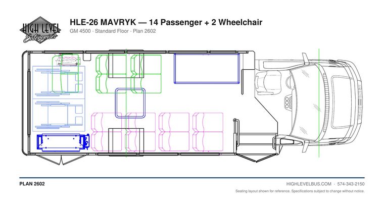 HLE-26 MAVRYK — 14 Passenger + 2 Wheelchair seating layout