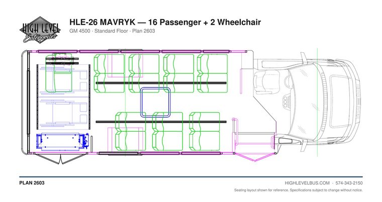 HLE-26 MAVRYK — 16 Passenger + 2 Wheelchair seating layout