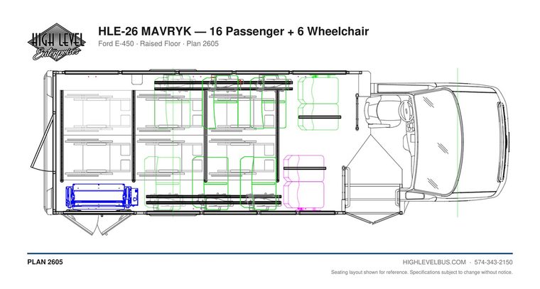 HLE-26 MAVRYK — 16 Passenger + 6 Wheelchair seating layout