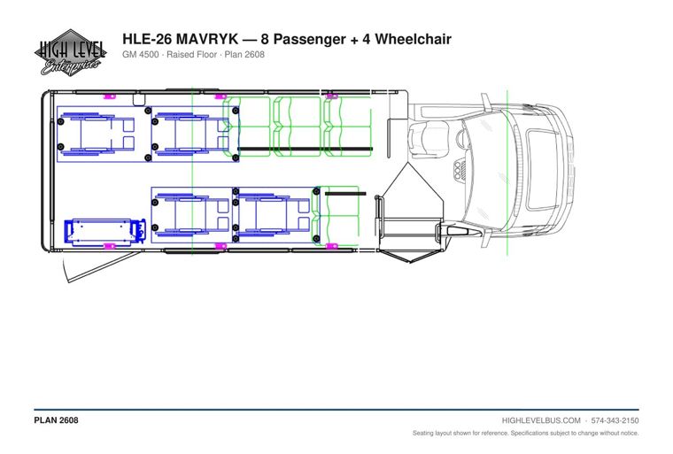HLE-26 MAVRYK — 8 Passenger + 4 Wheelchair seating layout