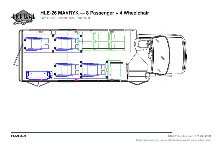 HLE-26 MAVRYK — 8 Passenger + 4 Wheelchair seating layout