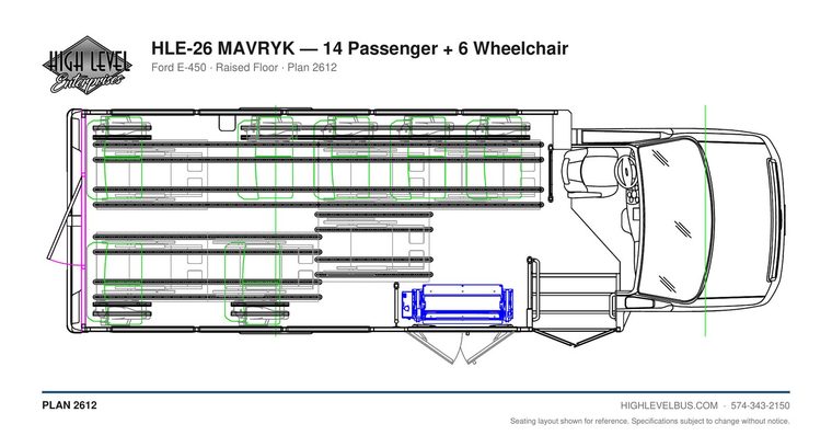 HLE-26 MAVRYK — 14 Passenger + 6 Wheelchair seating layout