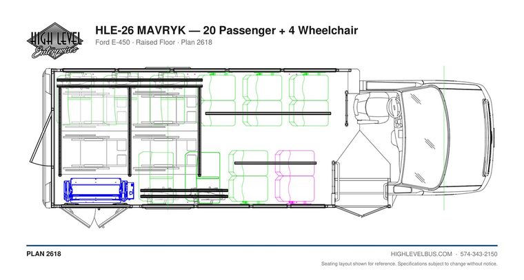 HLE-26 MAVRYK — 20 Passenger + 4 Wheelchair seating layout