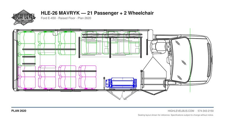 HLE-26 MAVRYK — 21 Passenger + 2 Wheelchair seating layout