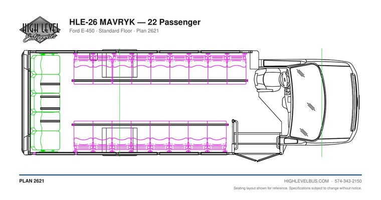HLE-26 MAVRYK — 22 Passenger seating layout