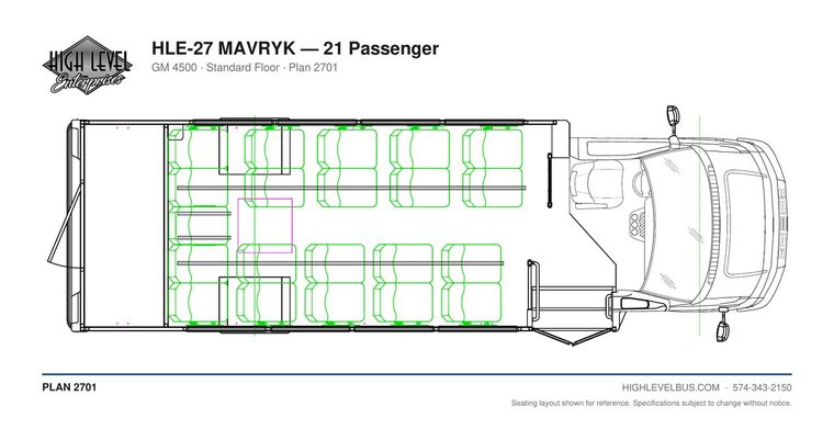 HLE-27 MAVRYK — 21 Passenger seating layout