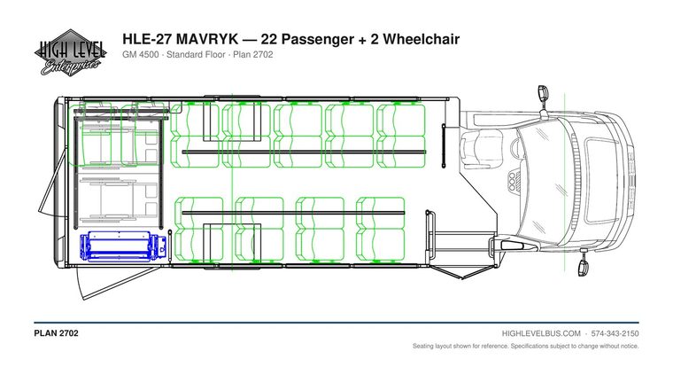 HLE-27 MAVRYK — 22 Passenger + 2 Wheelchair seating layout