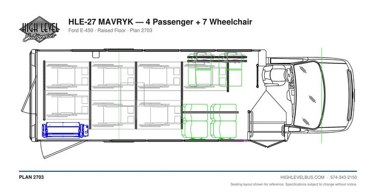 HLE-27 MAVRYK — 4 Passenger + 7 Wheelchair seating layout